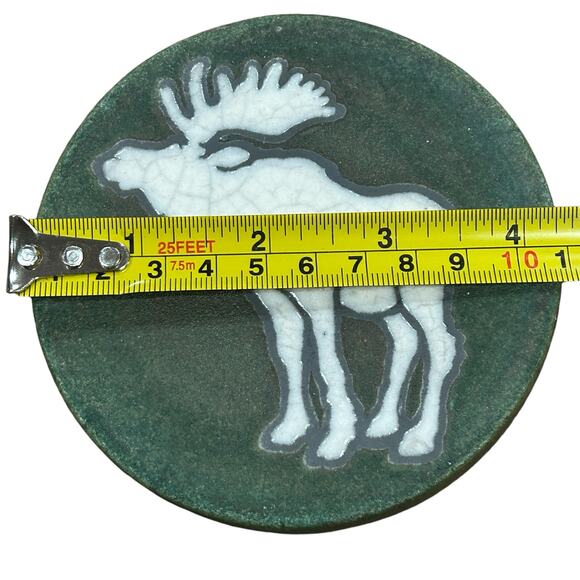 Raku Potteryworks Jeremy Diller Signed Set of 5 Coasters Lotus Moose Moon - Picture 10 of 12